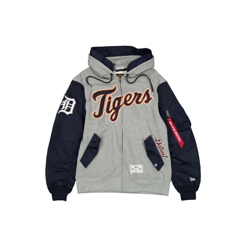 Alpha Industries x Detroit Tigers Gray MA-1 Full Zip Fleece Jacket sold by New Era
