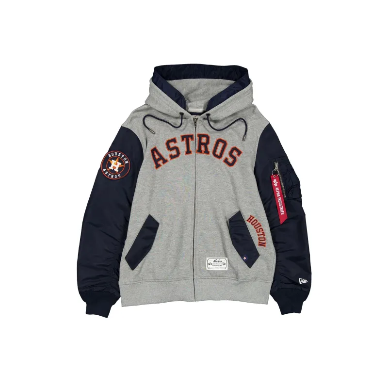 Alpha Industries x Houston Astros Gray MA-1 Full Zip Fleece Jacket sold by New Era