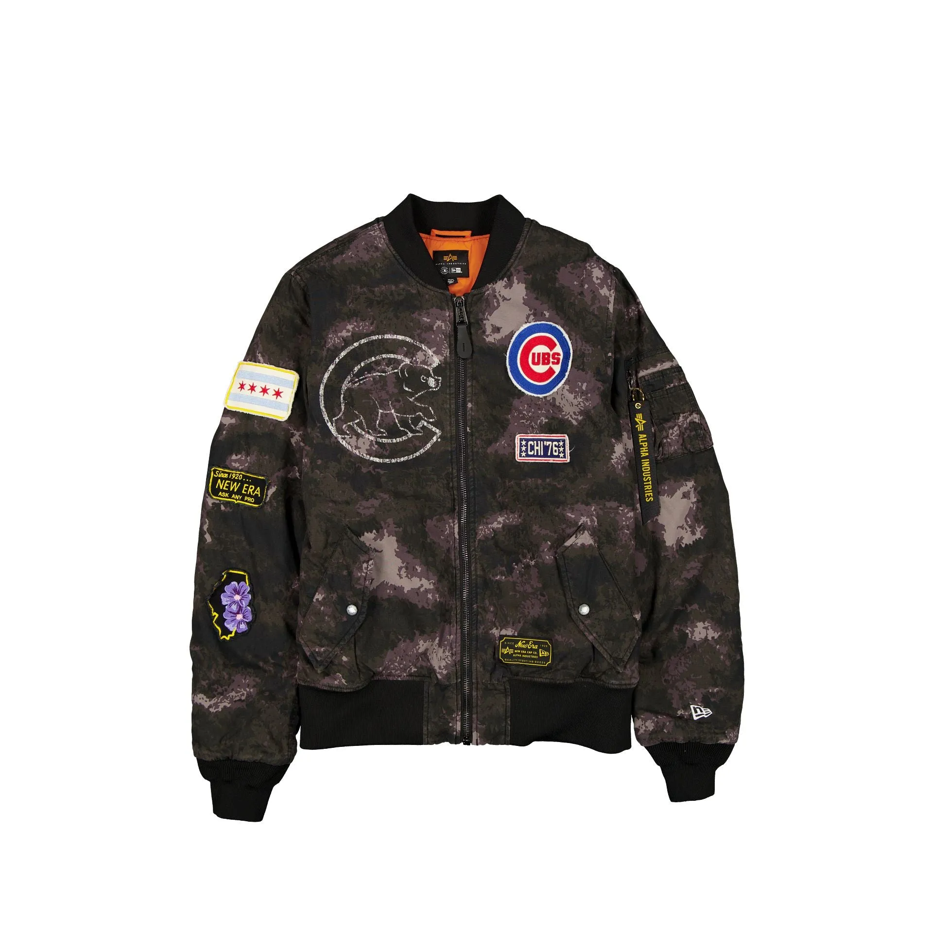 Alpha Industries x Chicago Cubs Black Camo MA-1 Bomber Jacket sold by New Era