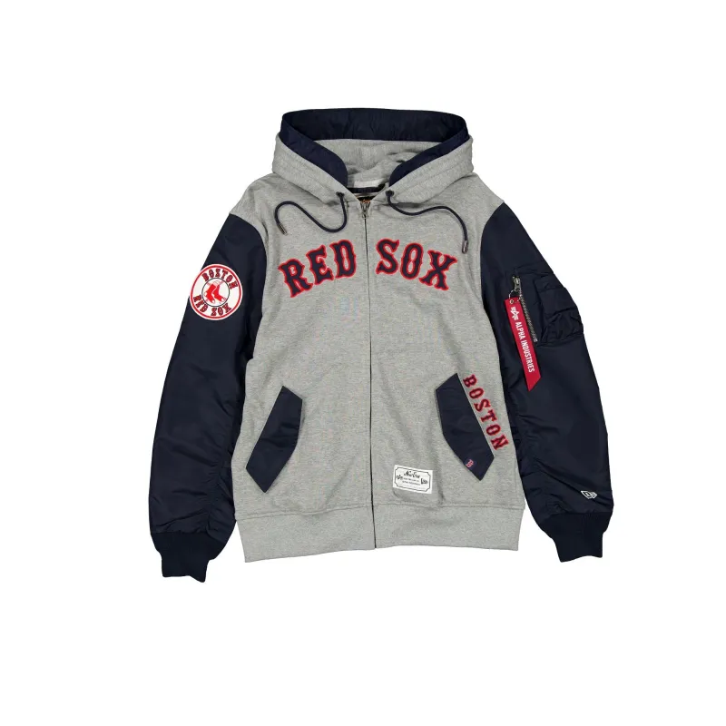 Alpha Industries x Boston Red Sox Gray MA-1 Full Zip Fleece Jacket sold by New Era