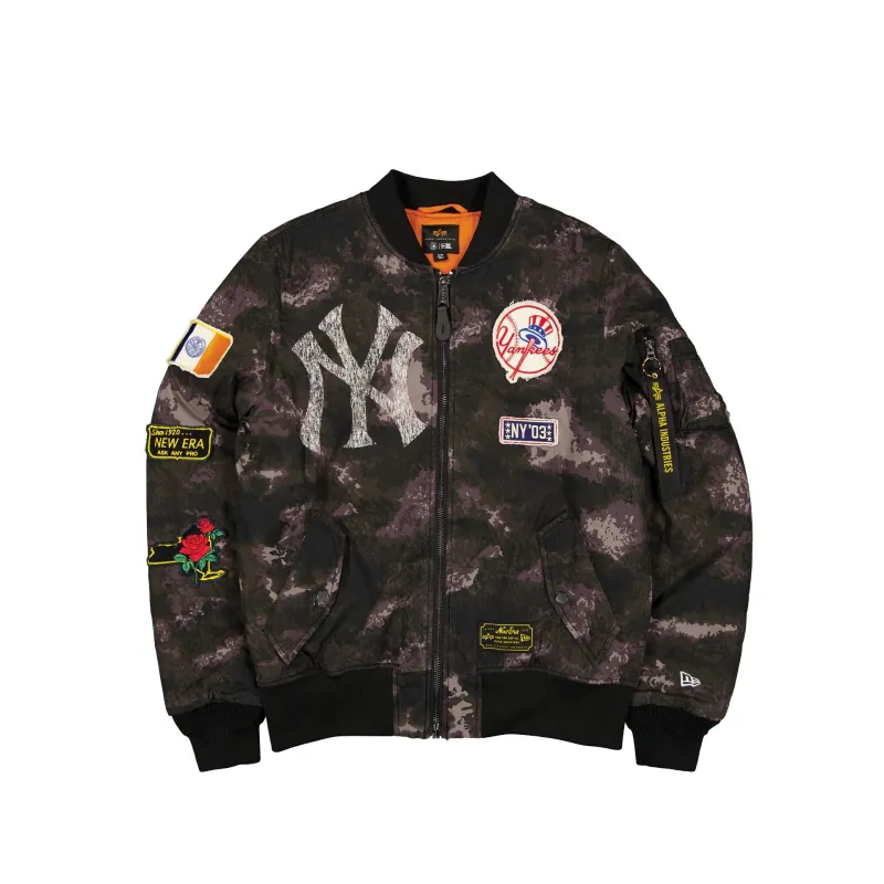 Alpha Industries x New York Yankees Black Camo MA-1 Bomber Jacket sold by New Era
