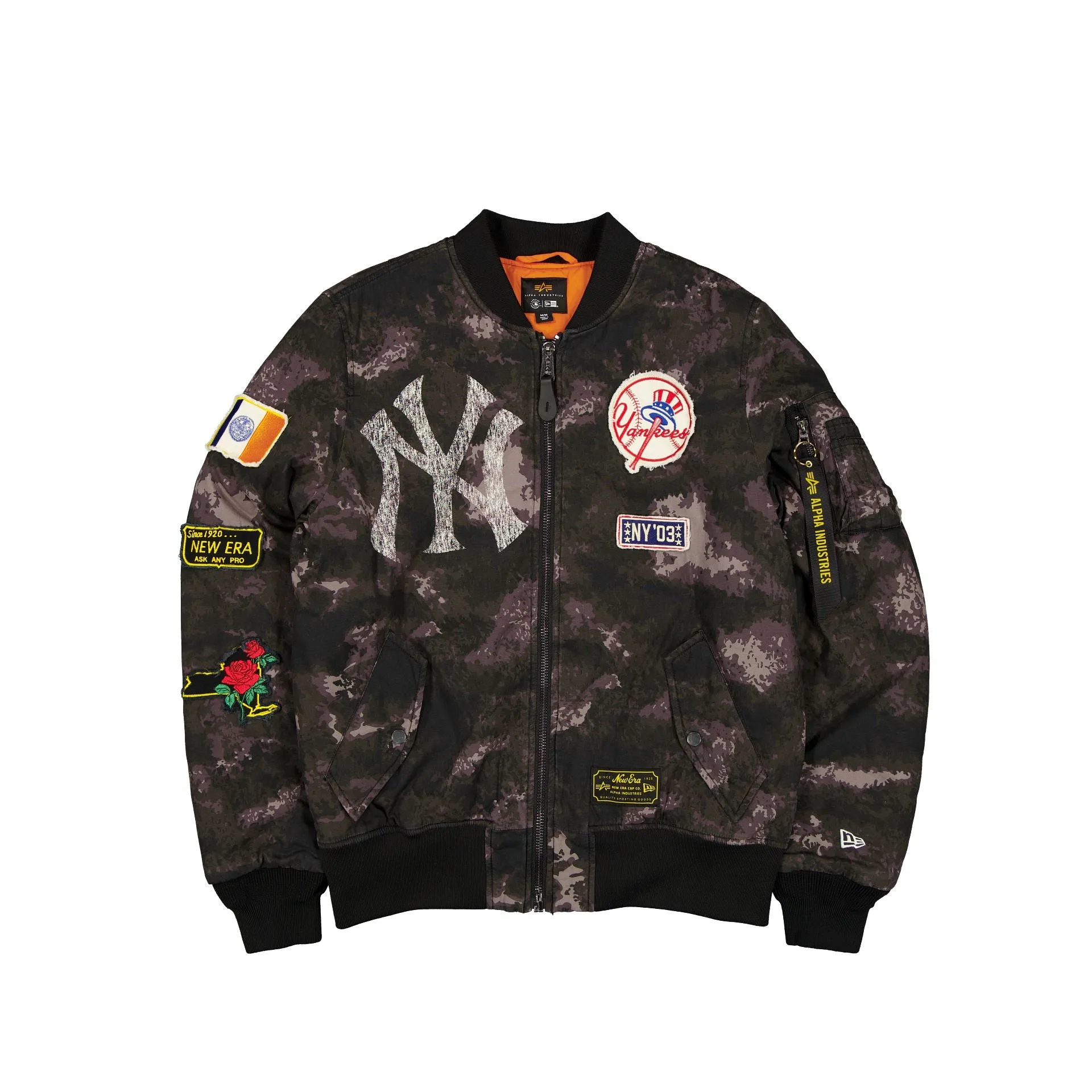 Alpha Industries x New York Yankees Black Camo MA-1 Bomber Jacket sold by New Era