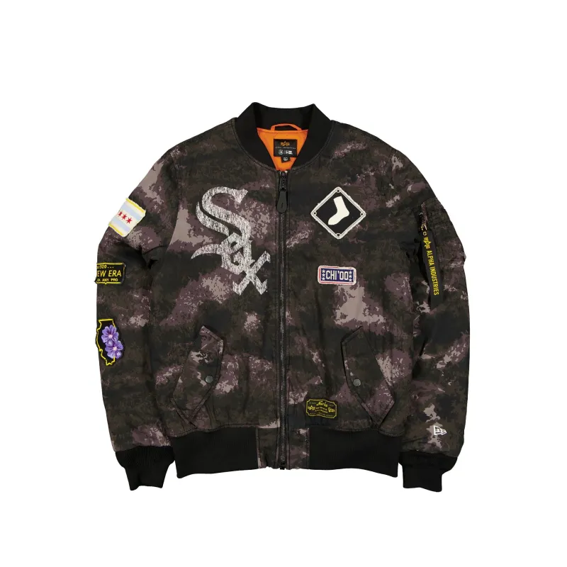 Alpha Industries x Chicago White Sox Black Camo MA-1 Bomber Jacket sold by New Era