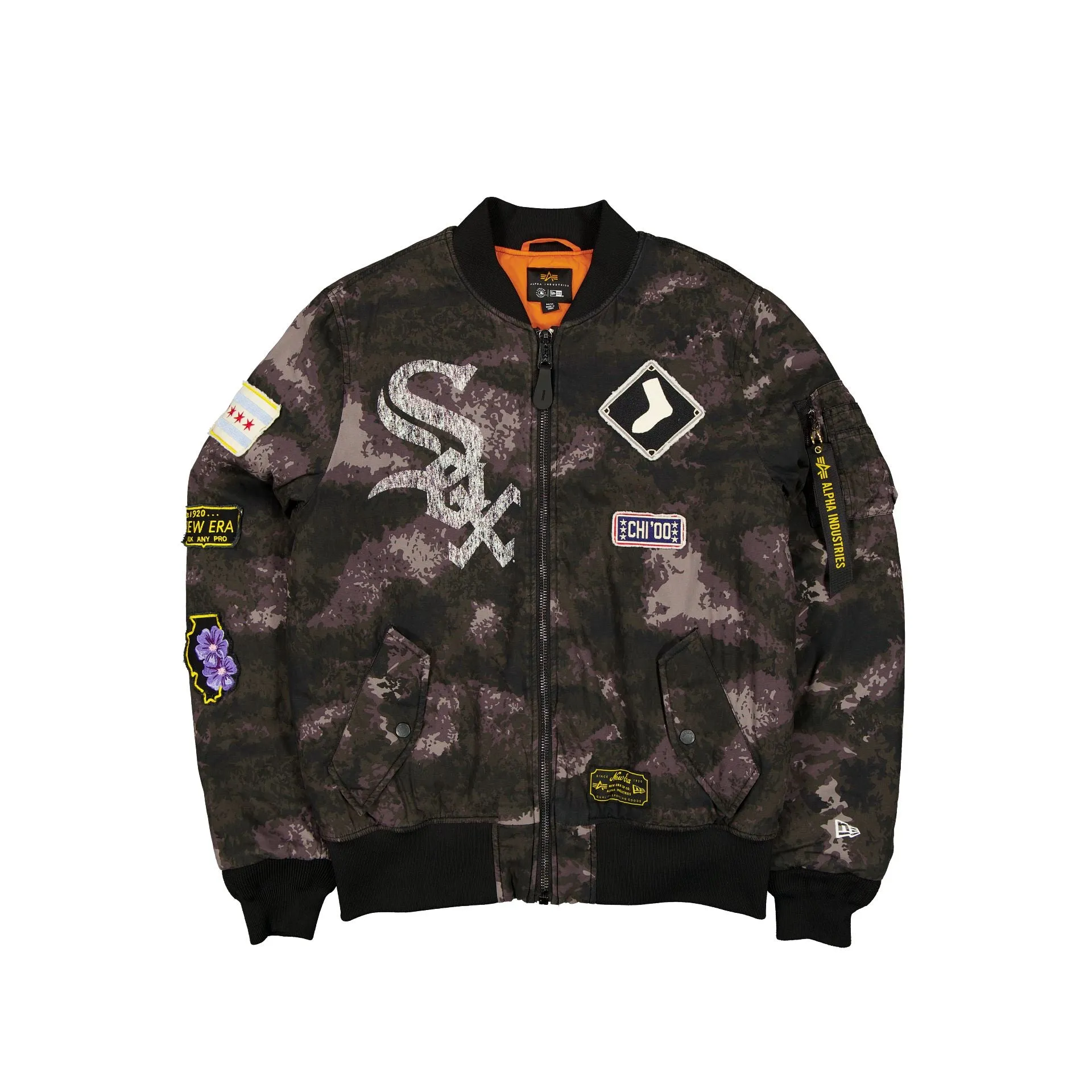 Alpha Industries x Chicago White Sox Black Camo MA-1 Bomber Jacket sold by New Era