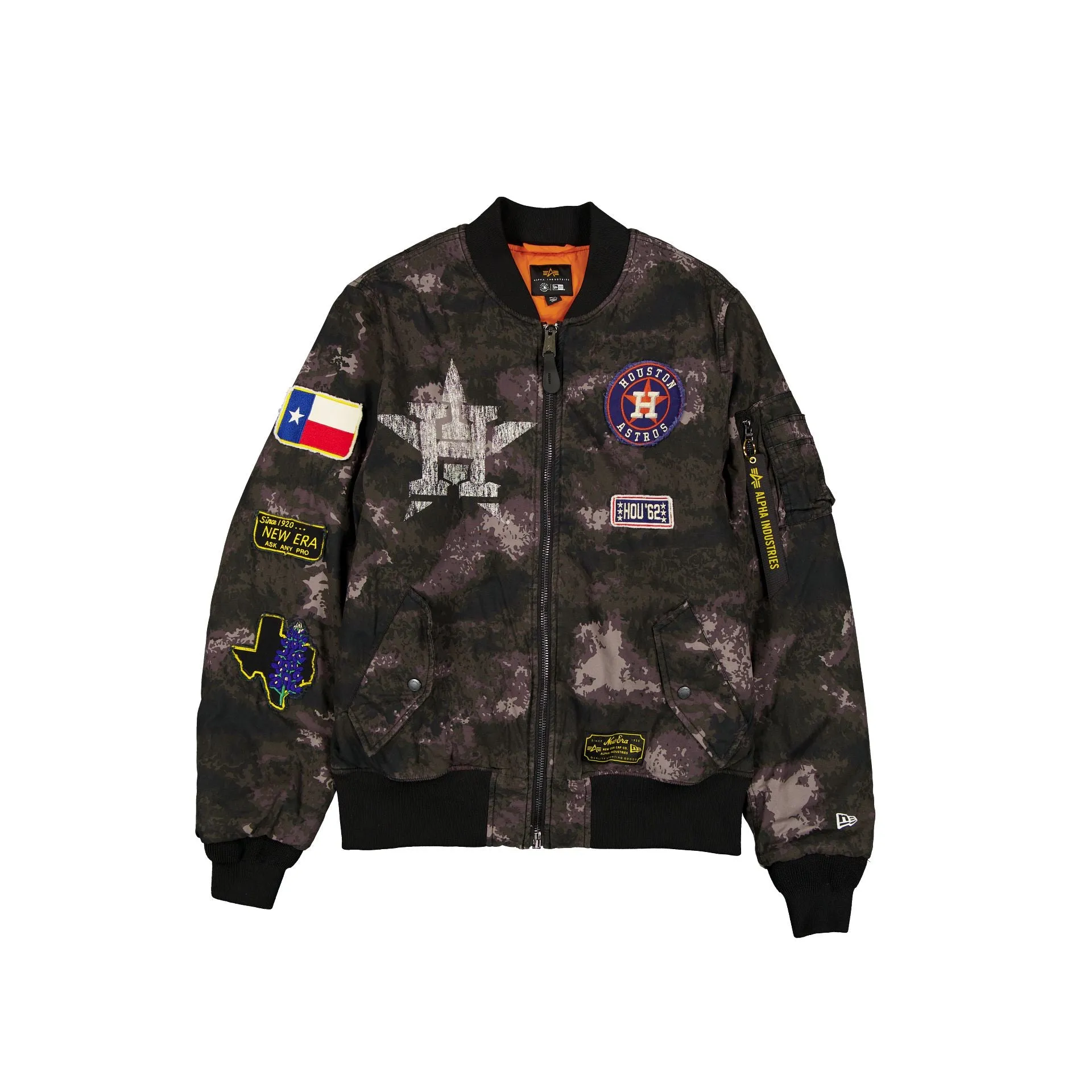 Alpha Industries x Houston Astros Black Camo MA-1 Bomber Jacket sold by New Era