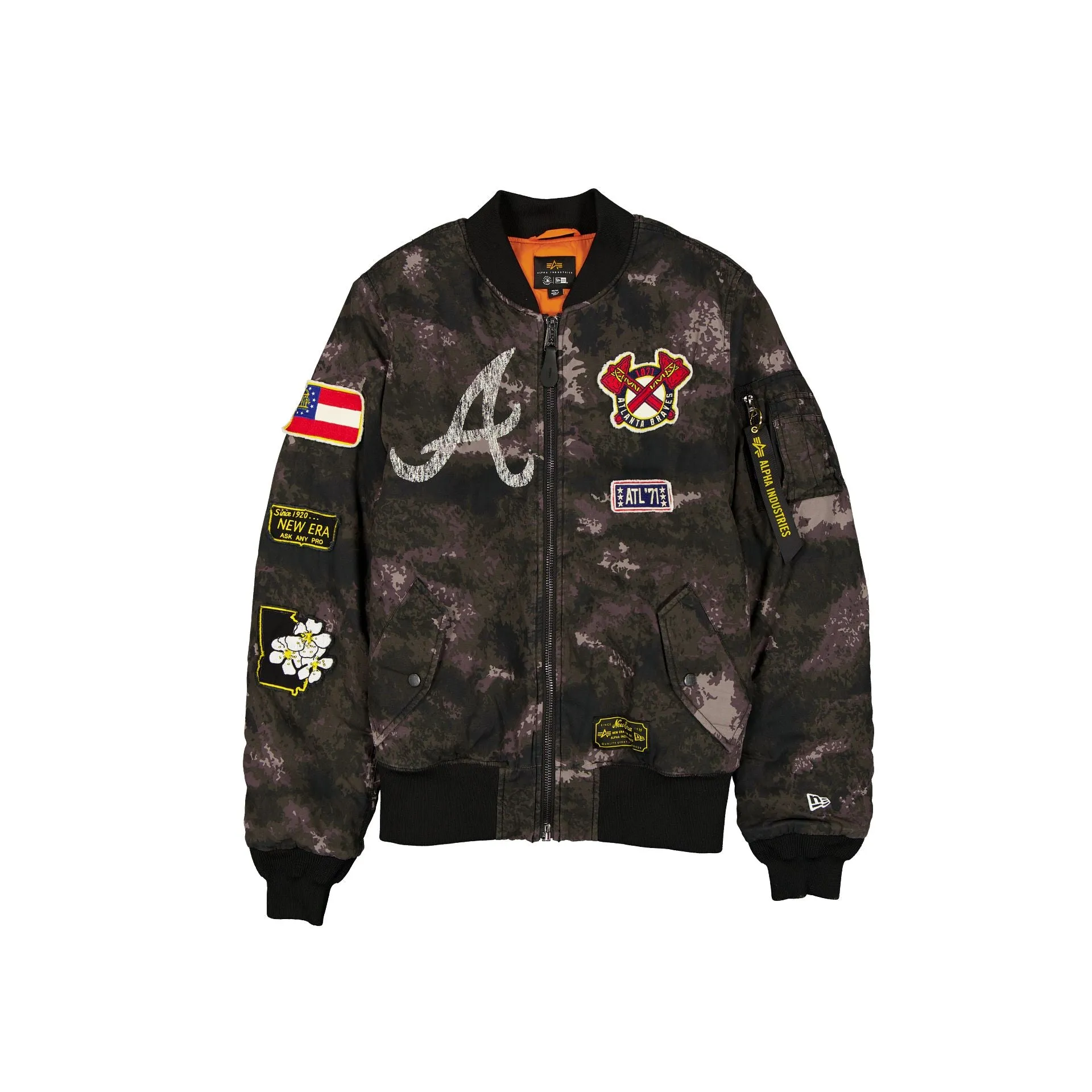 Alpha Industries x Atlanta Braves Black Camo MA-1 Bomber Jacket sold by New Era