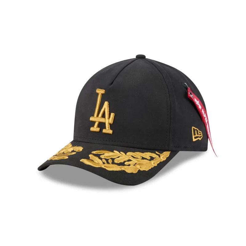 Alpha Industries x Los Angeles Dodgers Black 9FORTY M-Crown A-Frame Snapback Hat sold by New Era