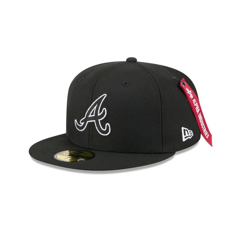 Alpha Industries x Atlanta Braves Black 59FIFTY Fitted Hat sold by New Era