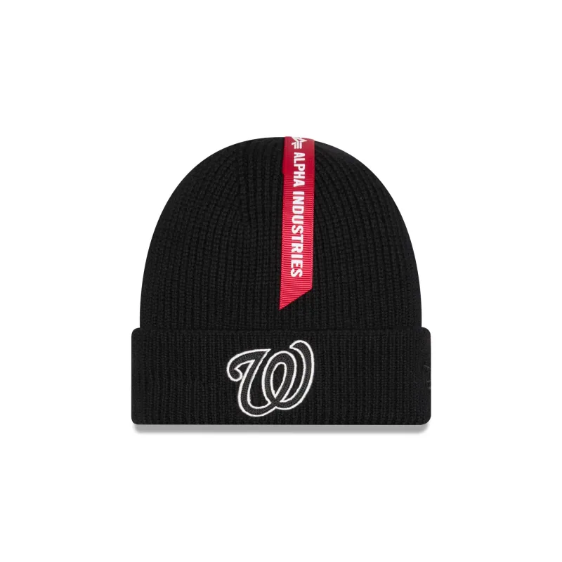 Alpha Industries x Washington Nationals Black Cuff Knit Hat sold by New Era