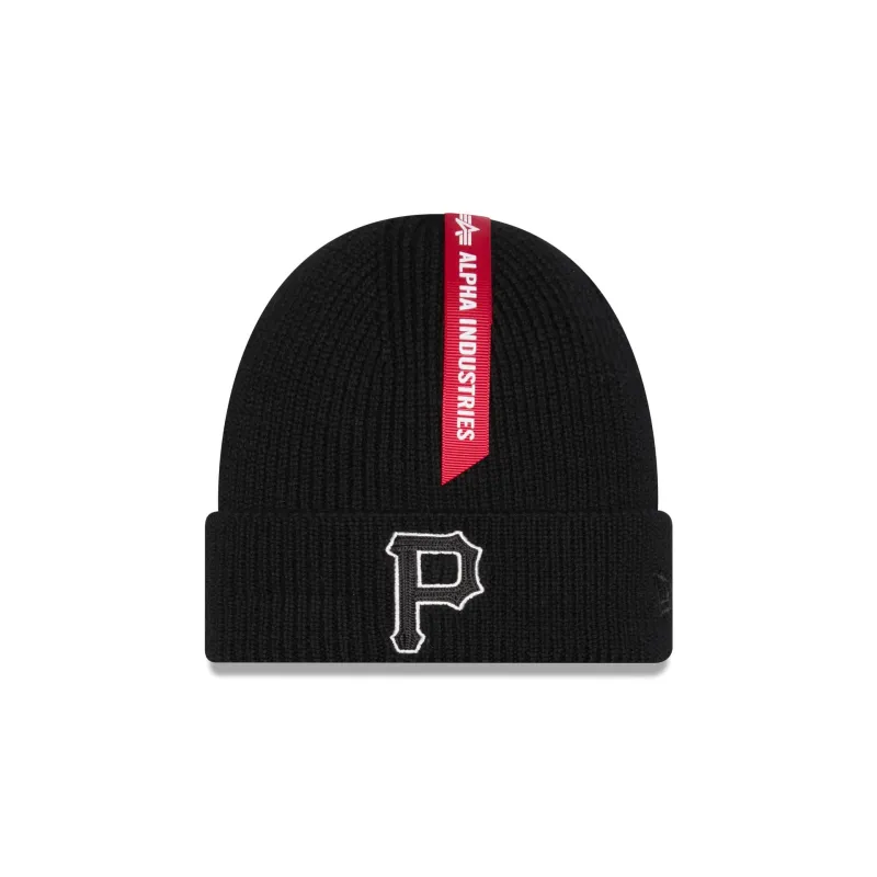 Alpha Industries x Pittsburgh Pirates Black Cuff Knit Hat sold by New Era