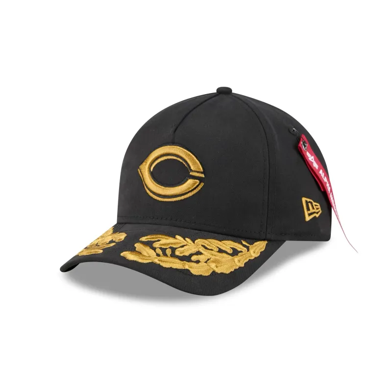 Alpha Industries x Cincinnati Reds Black 9FORTY M-Crown A-Frame Snapback Hat sold by New Era