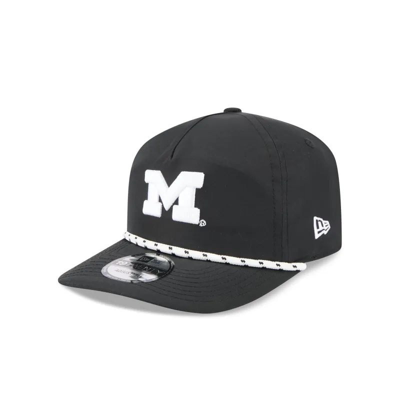 Michigan Wolverines Black and White Rope 19TWENTY Snapback Hat sold by New Era