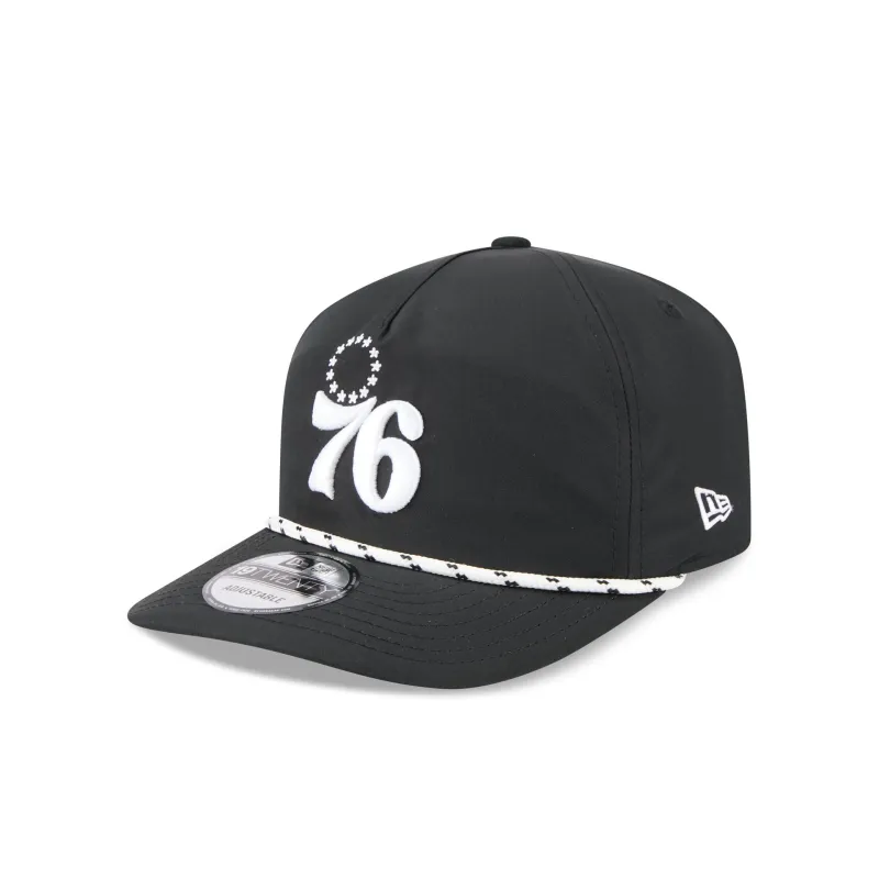 Philadelphia 76ers Black and White Rope 19TWENTY Snapback Hat sold by New Era