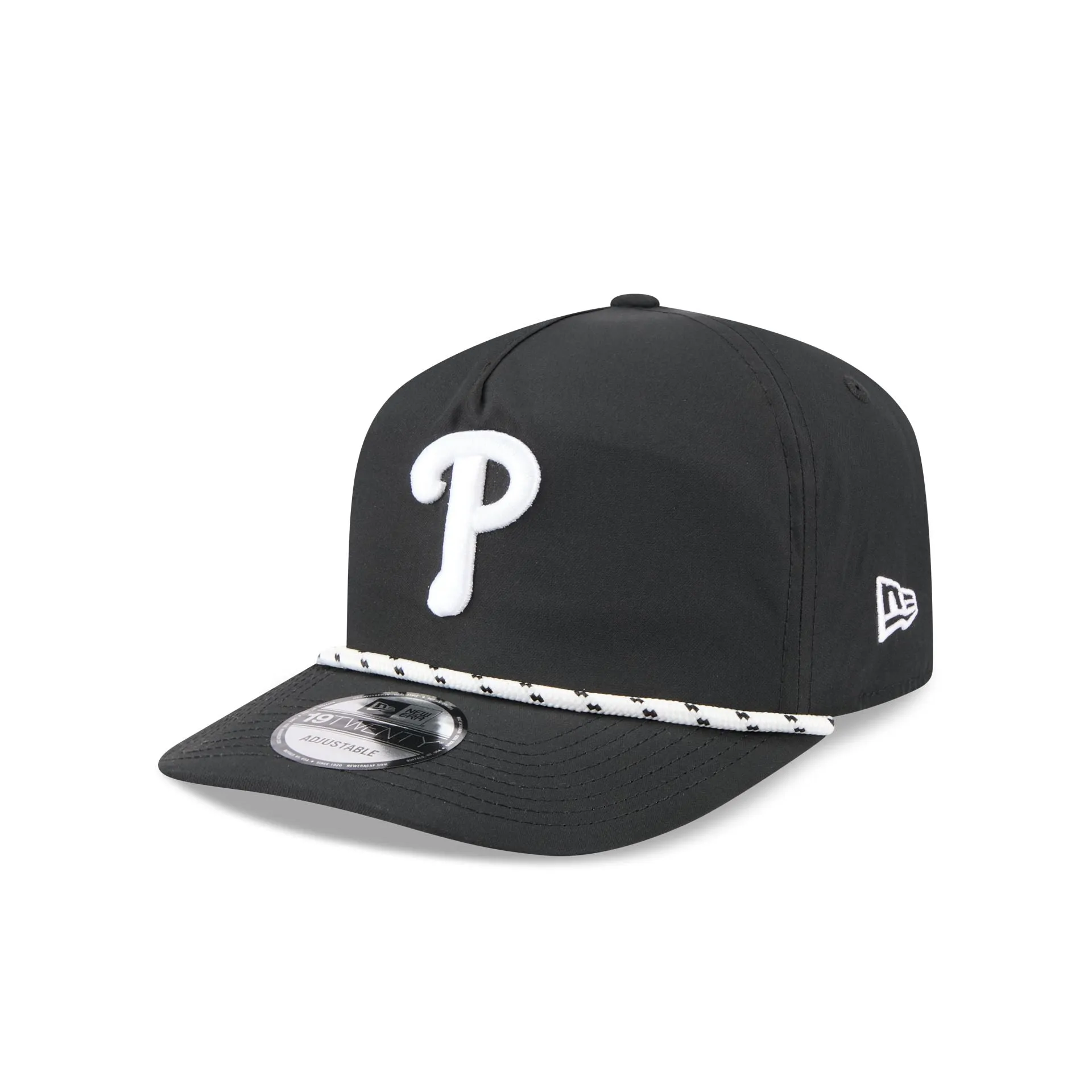 Philadelphia Phillies Black and White Rope 19TWENTY Snapback Hat sold by New Era