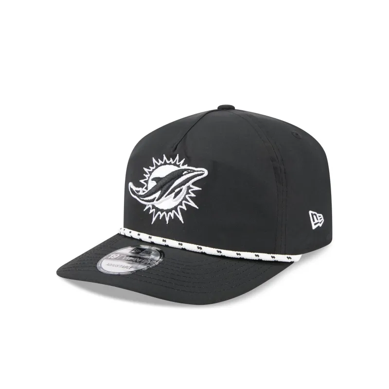 Miami Dolphins Black and White Rope 19TWENTY Snapback Hat sold by New Era
