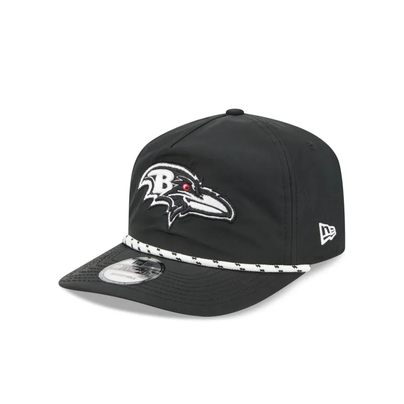 Baltimore Ravens Black and White Rope 19TWENTY Snapback Hat sold by New Era