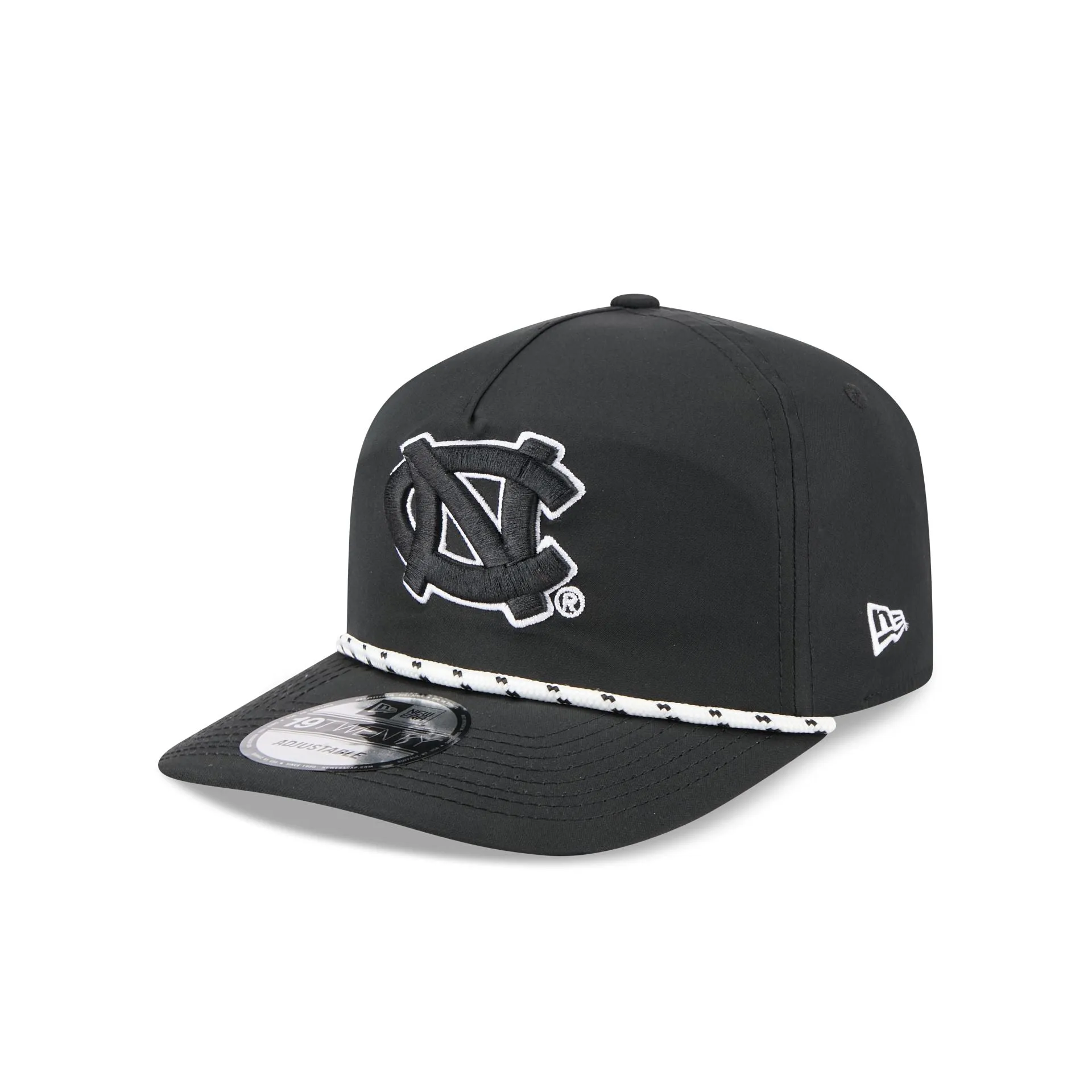 North Carolina Tar Heels Black and White Rope 19TWENTY Snapback Hat sold by New Era
