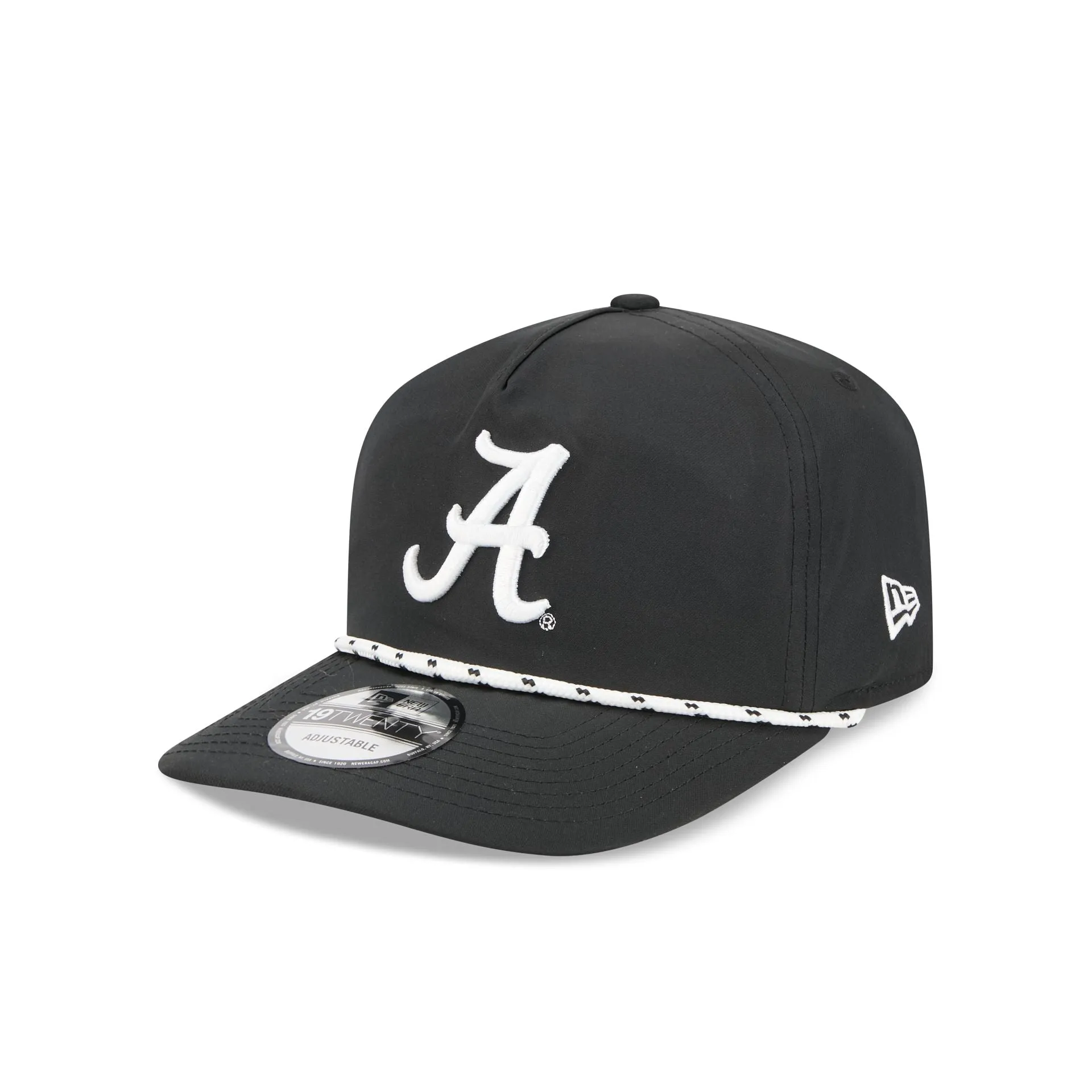 Alabama Crimson Tide Black and White Rope 19TWENTY Snapback Hat sold by New Era