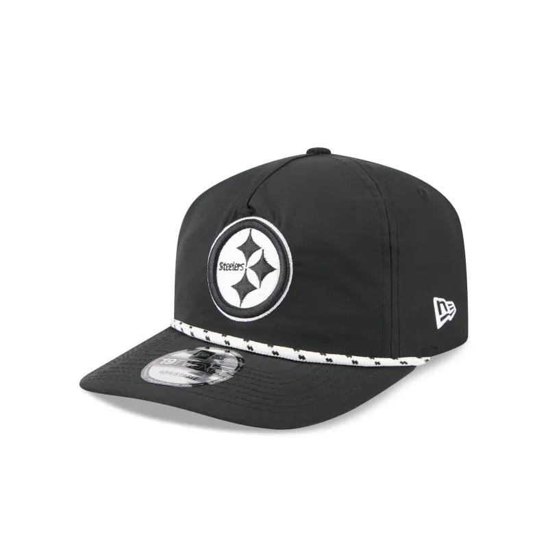 Pittsburgh Steelers Black and White Rope 19TWENTY Snapback Hat sold by New Era