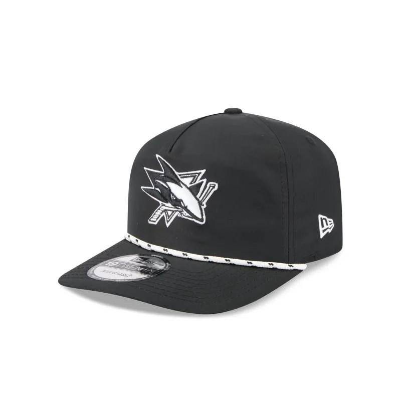 San Jose Sharks Black and White Rope 19TWENTY Snapback Hat sold by New Era