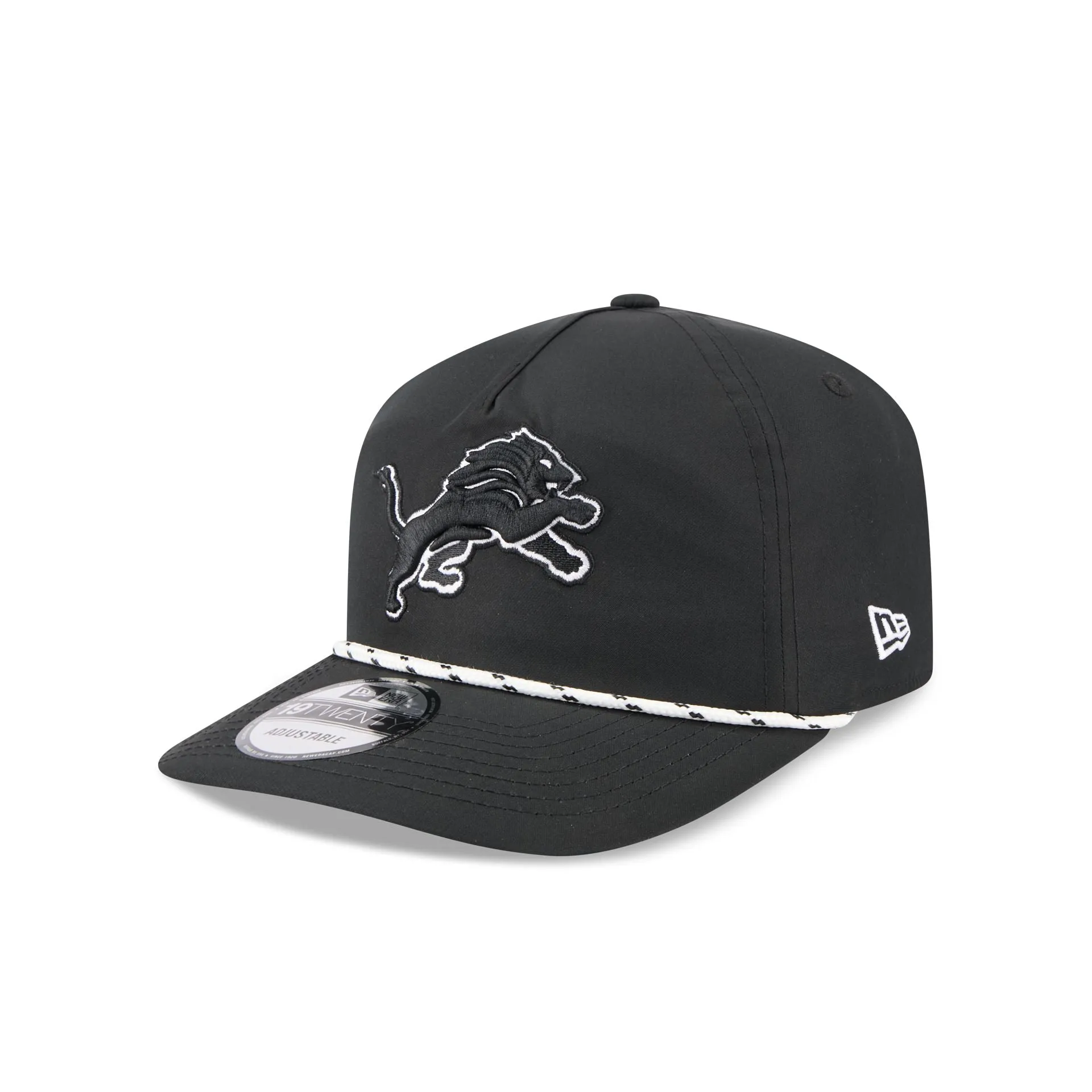 Detroit Lions Black and White Rope 19TWENTY Snapback Hat sold by New Era