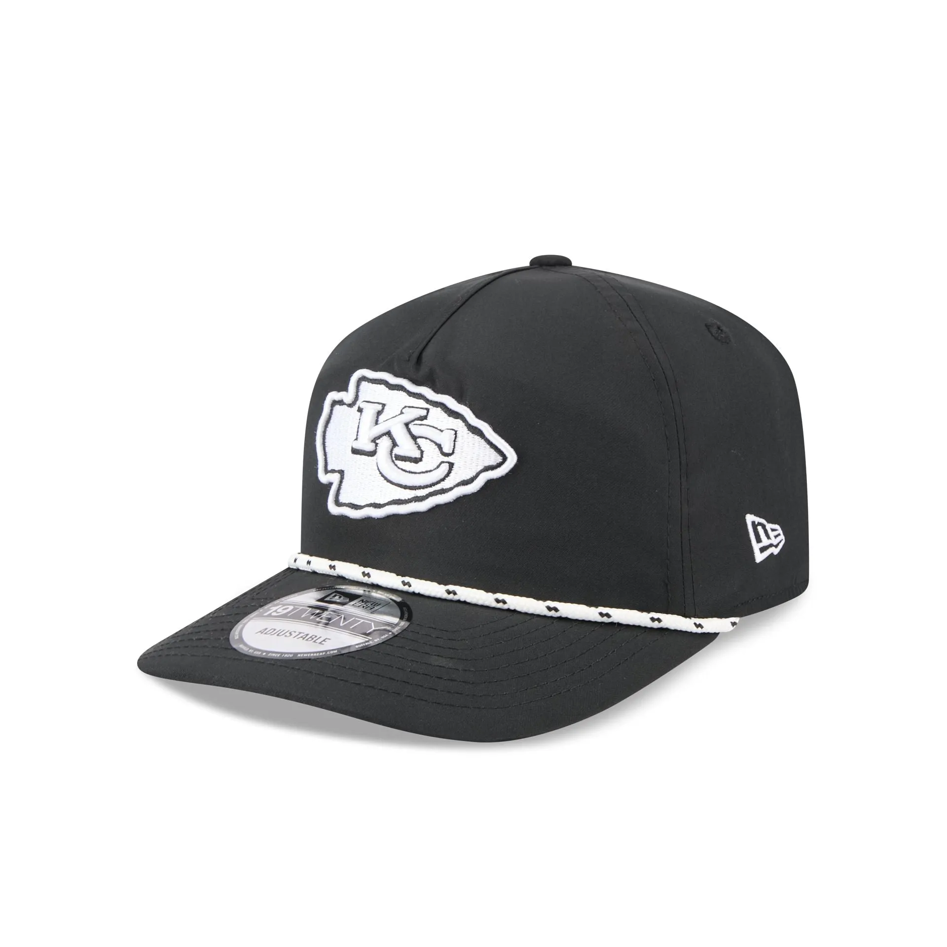 Kansas City Chiefs Black and White Rope 19TWENTY Snapback Hat sold by New Era