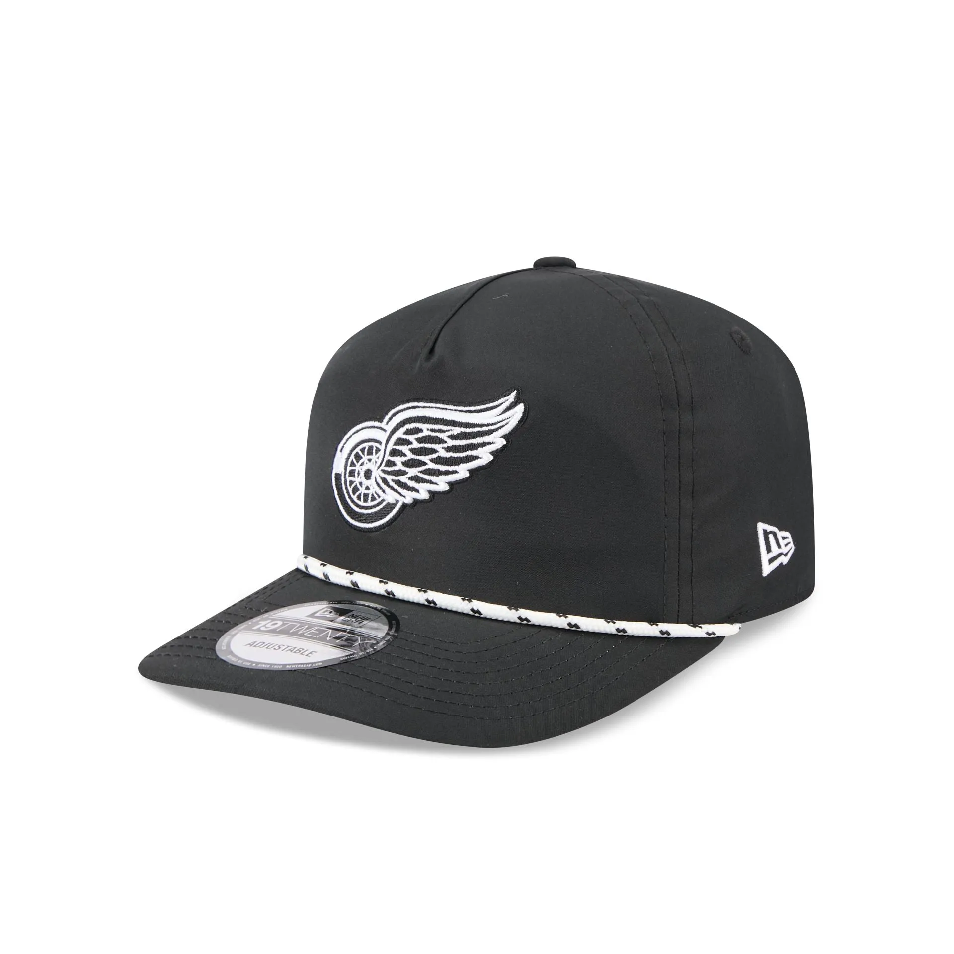Detroit Red Wings Black and White Rope 19TWENTY Snapback Hat sold by New Era