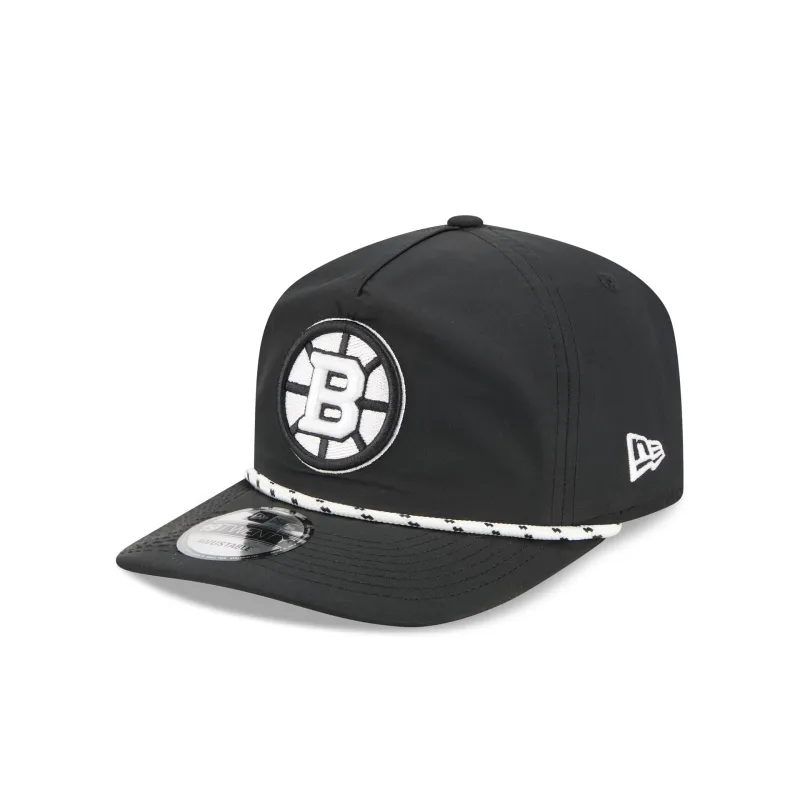 Boston Bruins Black and White Rope 19TWENTY Snapback Hat sold by New Era