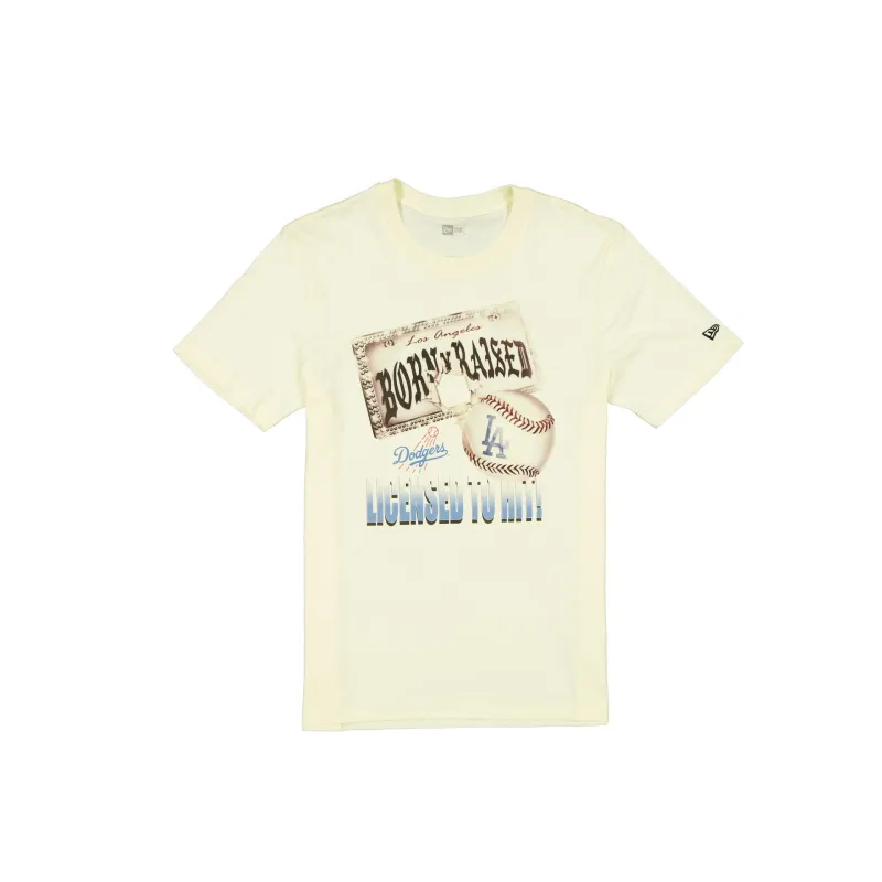 Born x Raised x Los Angeles Dodgers Licensed to Hit White T-Shirt sold by New Era