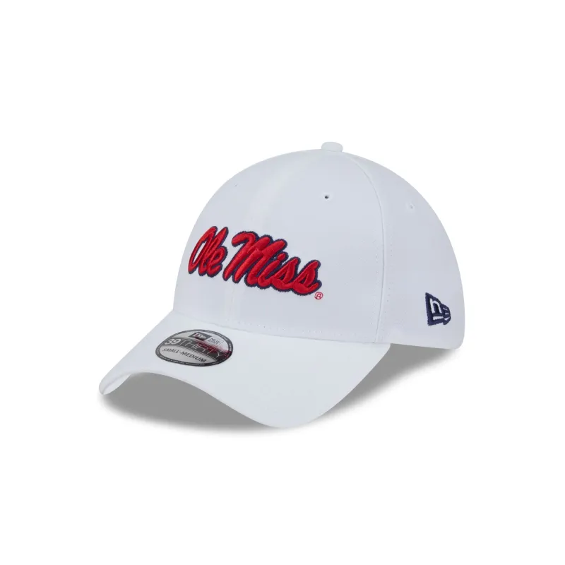 Mississippi Rebels Optic White 39THIRTY Stretch Fit Hat sold by New Era