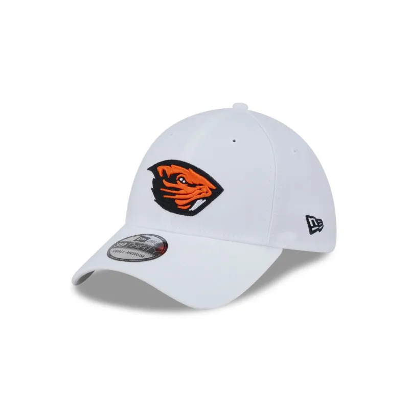 Oregon State Beavers Optic White 39THIRTY Stretch Fit Hat made by New Era
