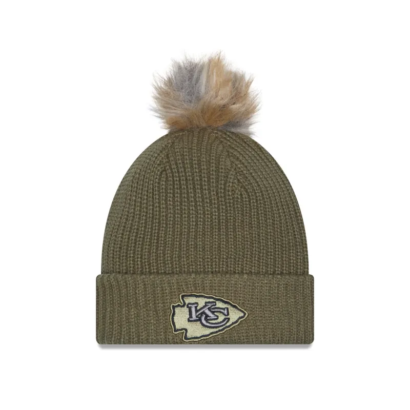 Kansas City Chiefs 2025 Salute to Service Women's Pom Knit Hat sold by New Era