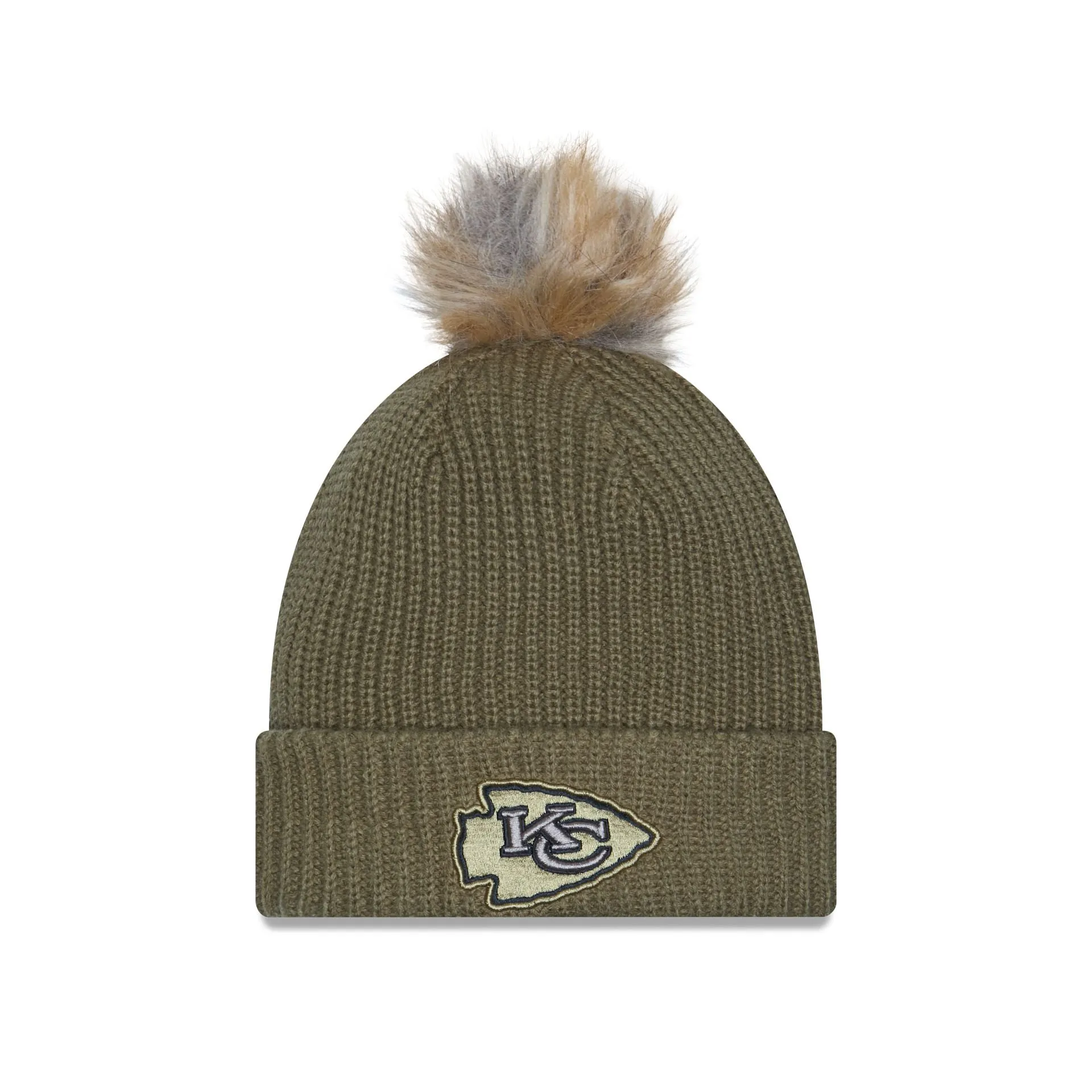 Kansas City Chiefs 2025 Salute to Service Women's Pom Knit Hat sold by New Era