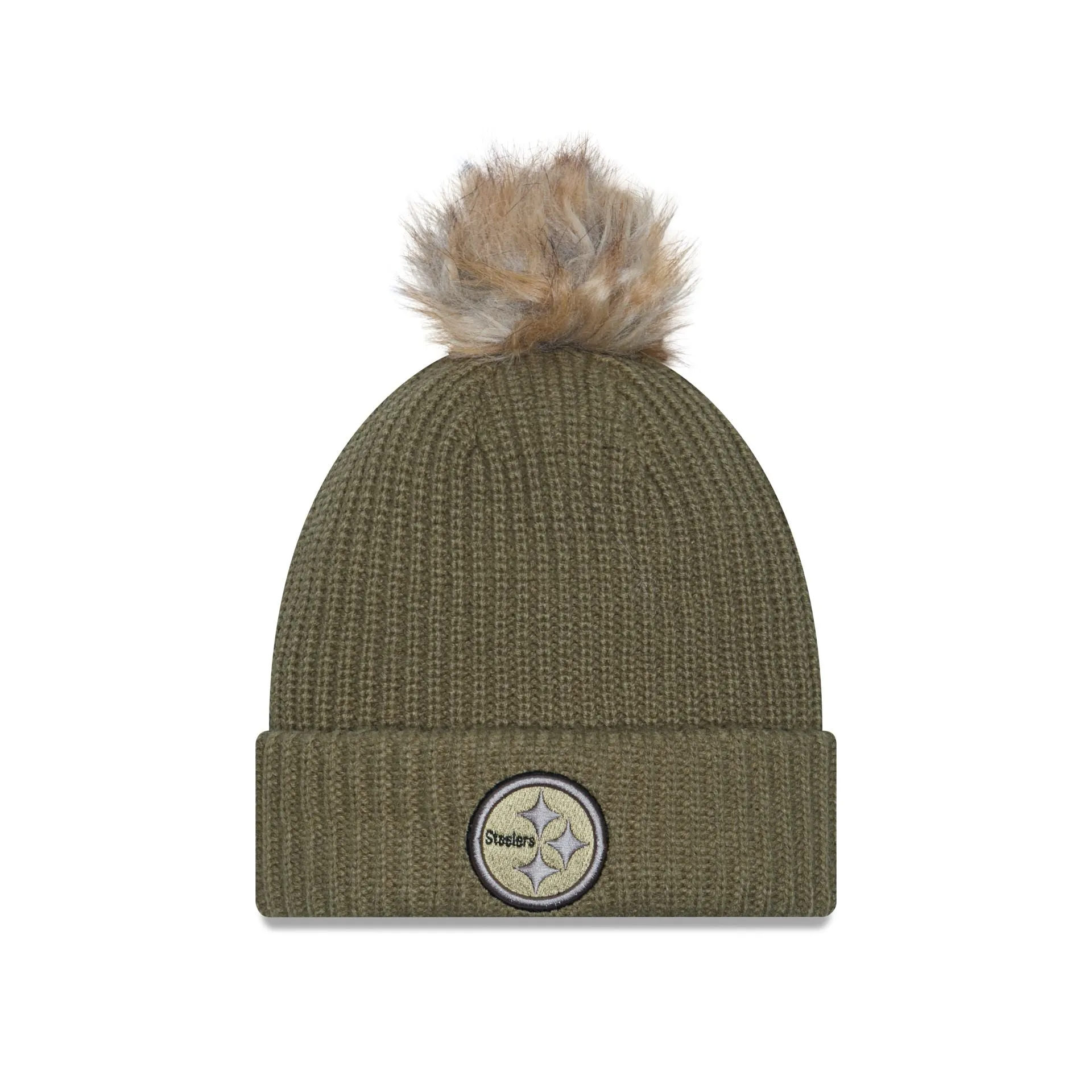 Pittsburgh Steelers 2025 Salute to Service Women's Pom Knit Hat sold by New Era