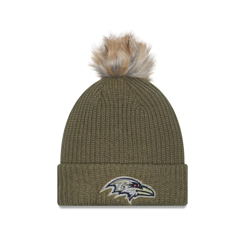 Baltimore Ravens 2025 Salute to Service Women's Pom Knit Hat sold by New Era