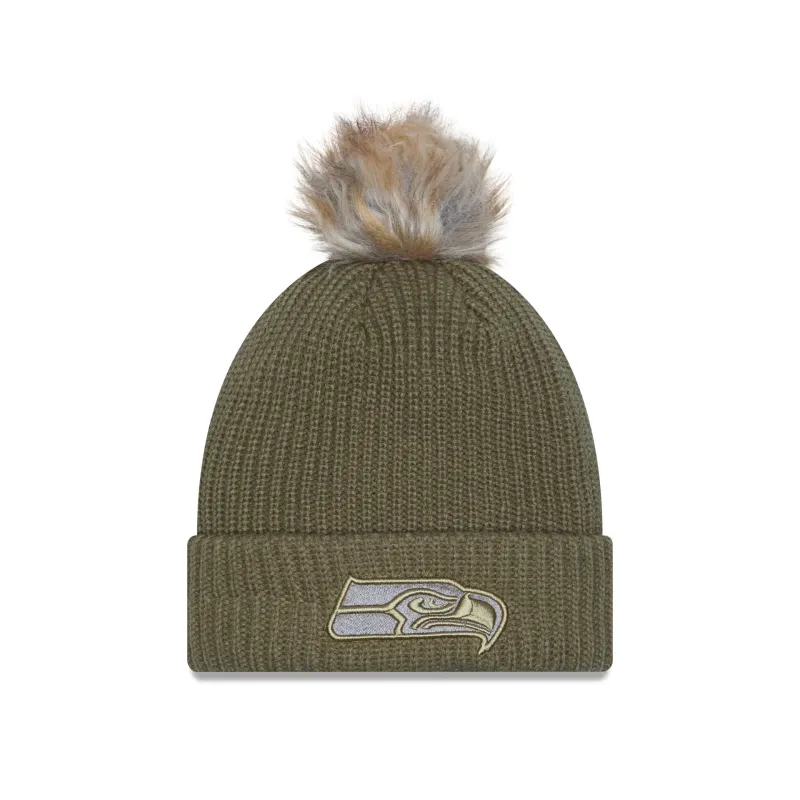 Seattle Seahawks 2025 Salute to Service Women's Pom Knit Hat sold by New Era