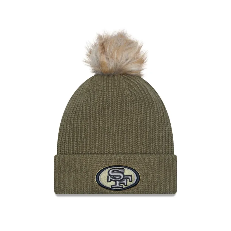 San Francisco 49ers 2025 Salute to Service Women's Pom Knit Hat sold by New Era