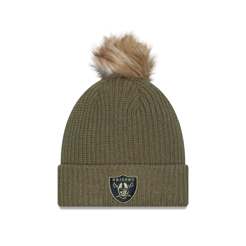 Las Vegas Raiders 2025 Salute to Service Women's Pom Knit Hat sold by New Era