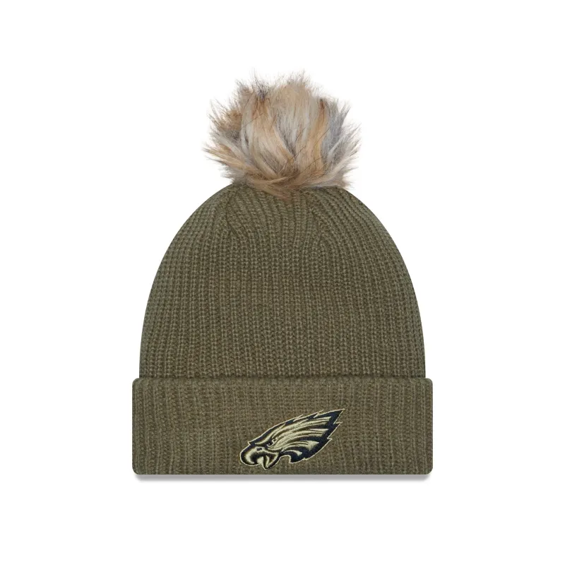 Philadelphia Eagles 2025 Salute to Service Women's Pom Knit Hat sold by New Era