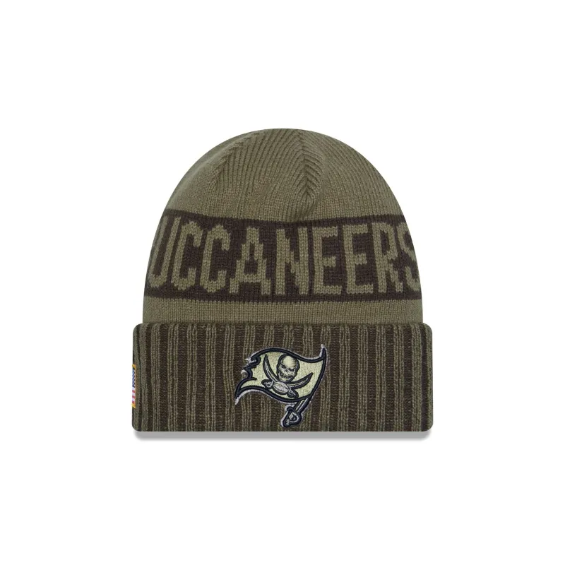 Tampa Bay Buccaneers 2025 Salute to Service Cuff Knit Hat made by New Era