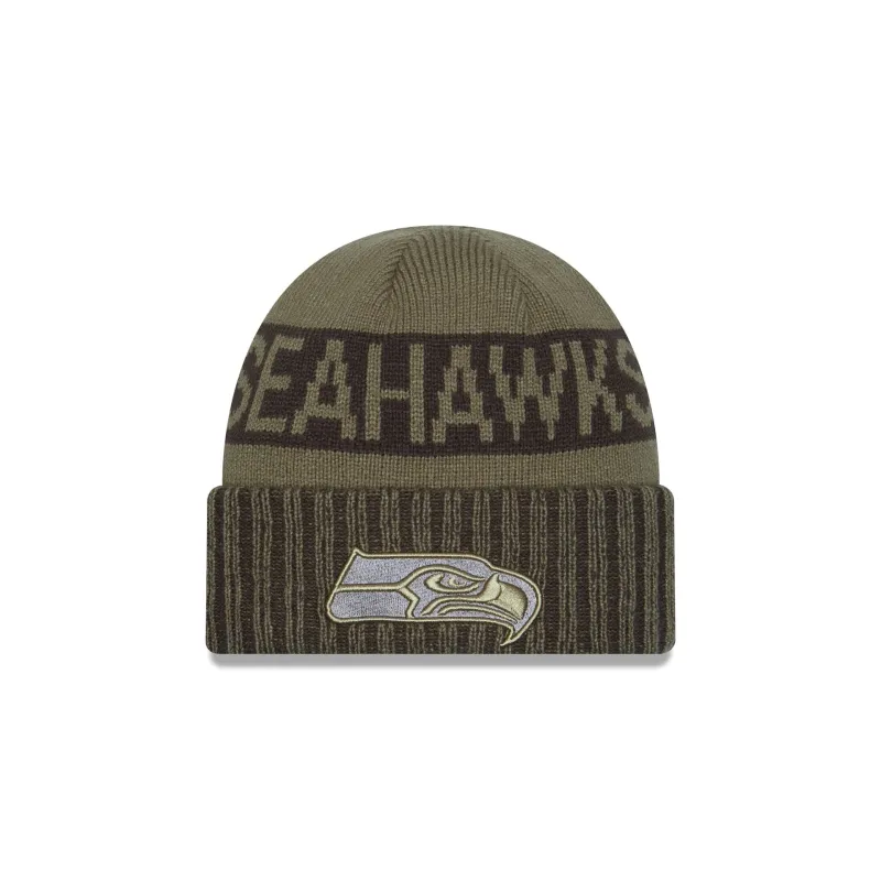 Seattle Seahawks 2025 Salute to Service Cuff Knit Hat sold by New Era
