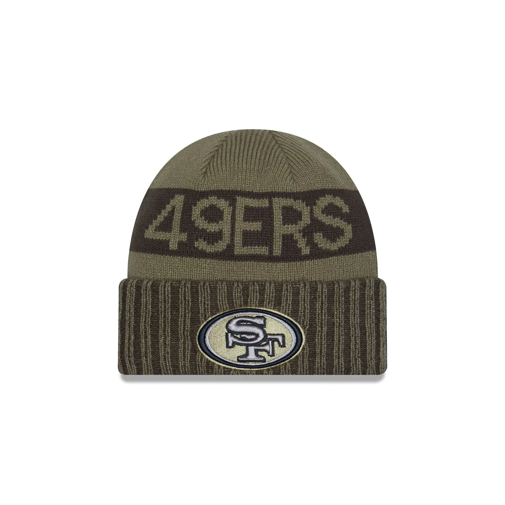 San Francisco 49ers 2025 Salute to Service Cuff Knit Hat sold by New Era