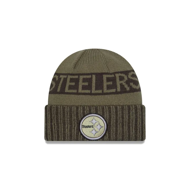 Pittsburgh Steelers 2025 Salute to Service Cuff Knit Hat sold by New Era