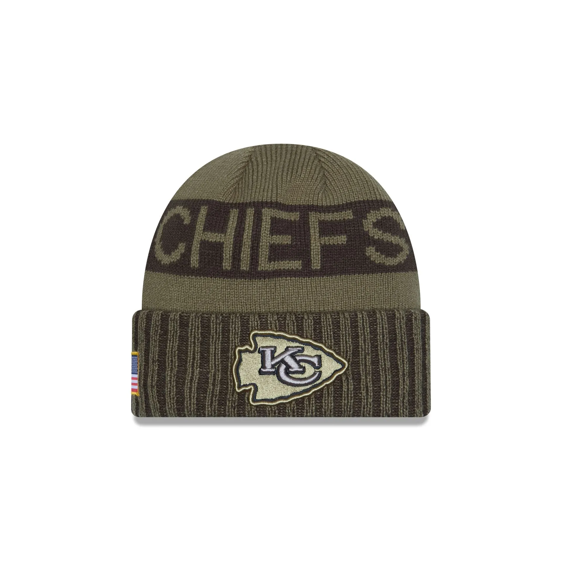 Kansas City Chiefs 2025 Salute to Service Cuff Knit Hat sold by New Era