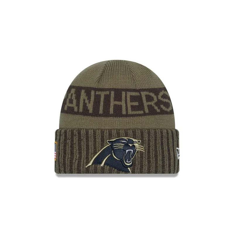 Carolina Panthers 2025 Salute to Service Cuff Knit Hat sold by New Era
