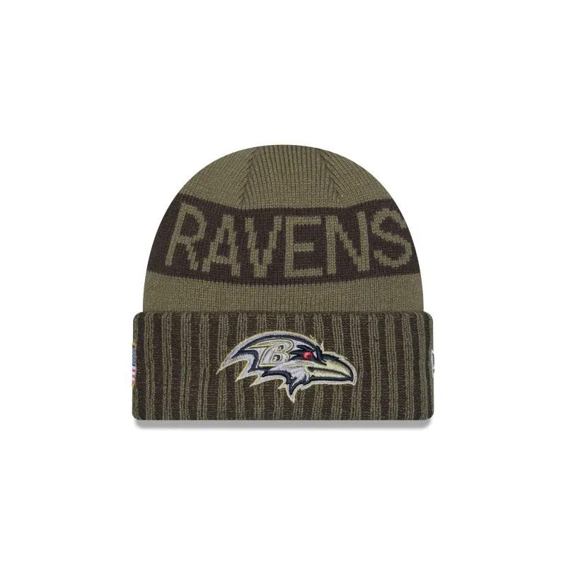Baltimore Ravens 2025 Salute to Service Cuff Knit Hat sold by New Era