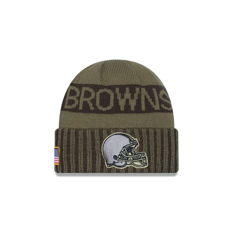 Cleveland Browns 2025 Salute to Service Cuff Knit Hat sold by New Era