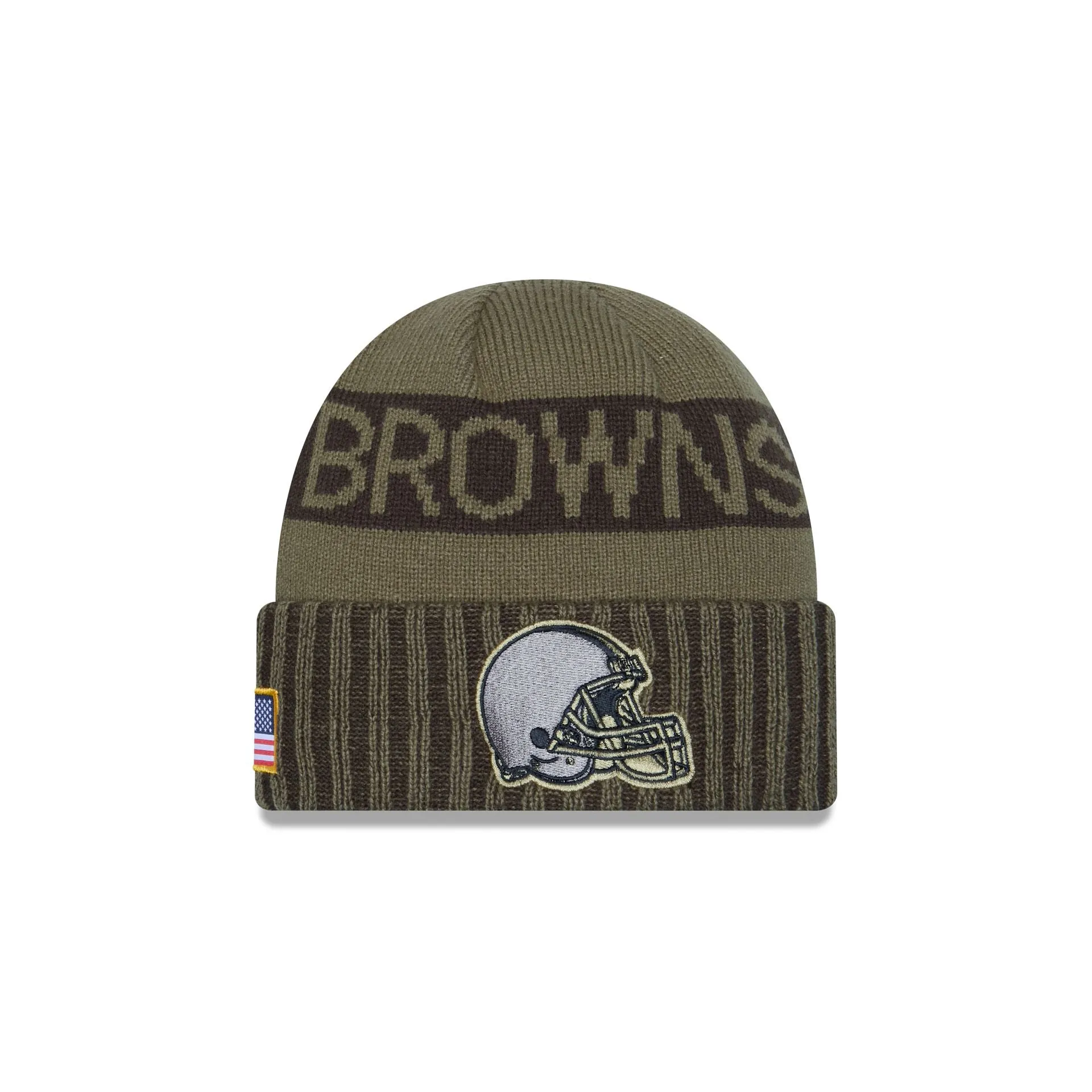 Cleveland Browns 2025 Salute to Service Cuff Knit Hat sold by New Era