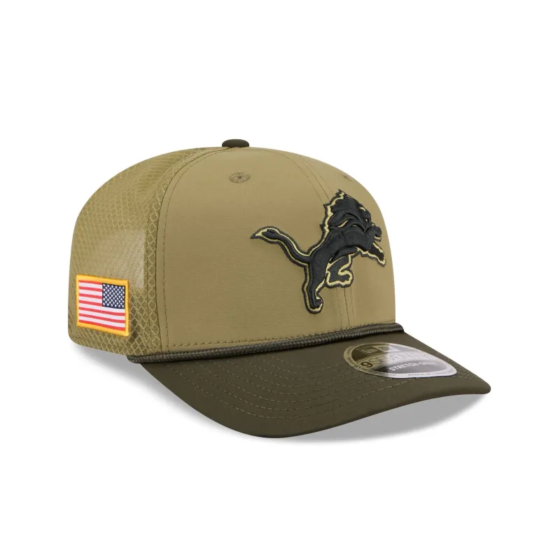 Detroit Lions 2025 Salute to Service 9SEVENTY Trucker Hat sold by New Era