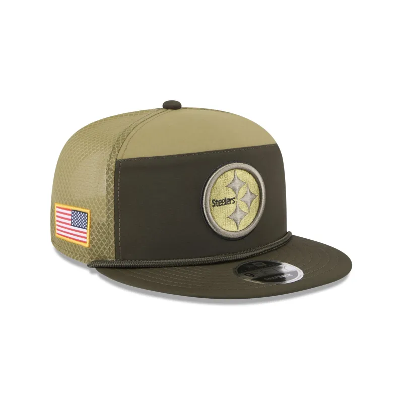 Pittsburgh Steelers 2025 Salute to Service Split Panel 9FIFTY Trucker Hat sold by New Era